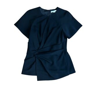 Alexander Wang Black Twist Blouse Round Neck Short Sleeves Designer Size 4